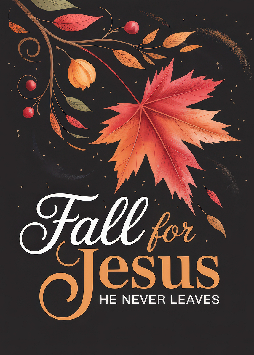'Fall for Jesus He Never Leaves' Poster, picture, metal print, paint by ...