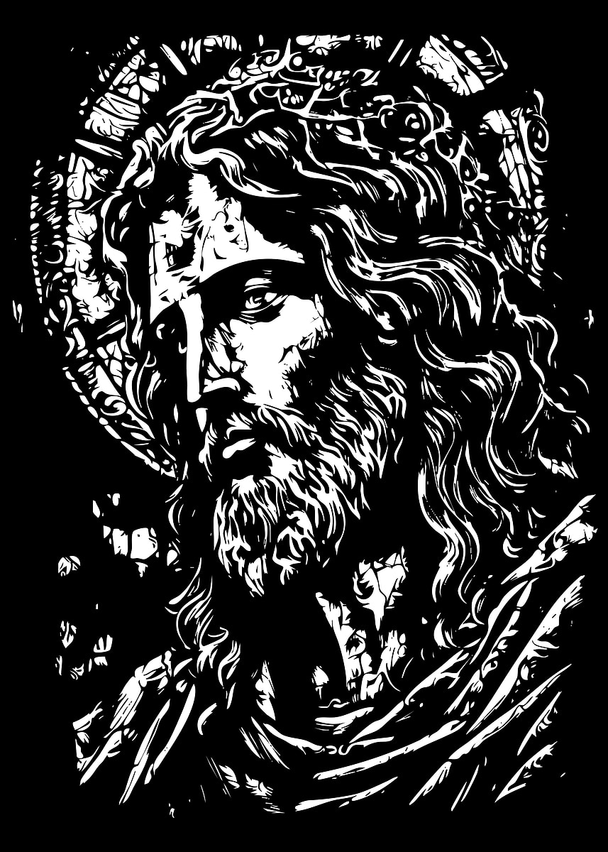 jesus-christ-black-and-white-portrait-poster-picture-metal-print
