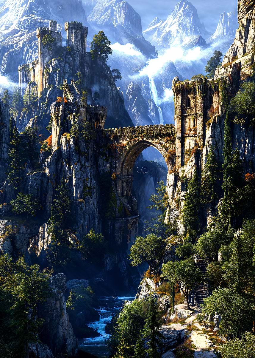 Ruins of the Forgotten Kings — from the Forgotten Fantasy Realms collection, a Pixaverse metal print