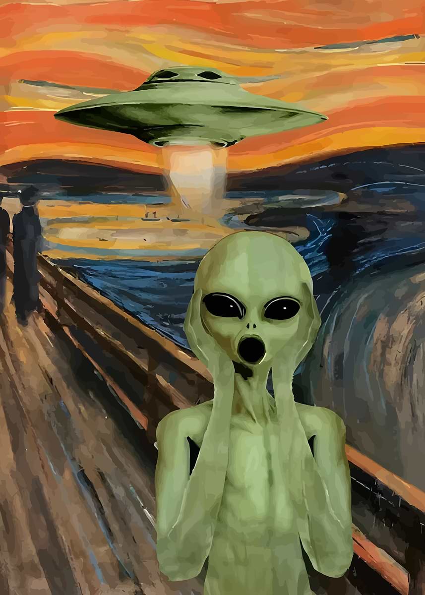 'Alien Scream UFO Painting' Poster, picture, metal print, paint by Kart ...