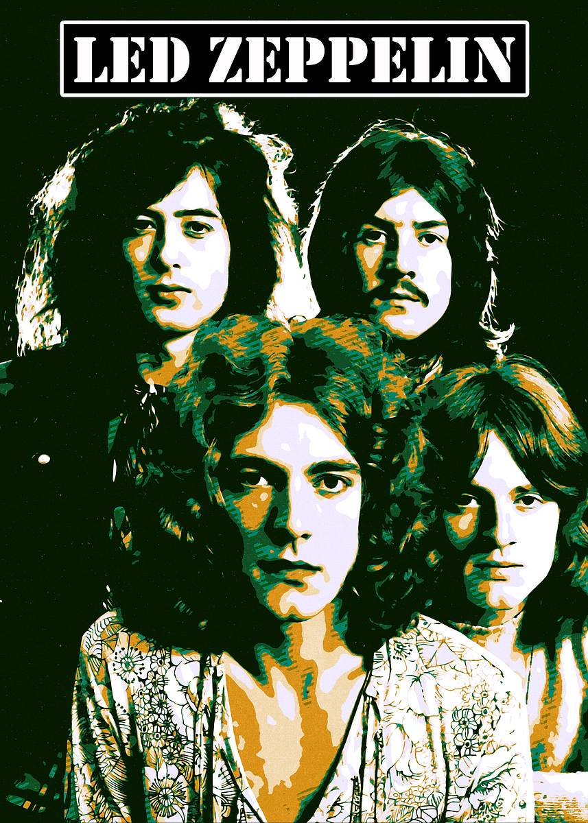 Led Zeppelin Band Portrait' Poster, picture, metal print, paint by