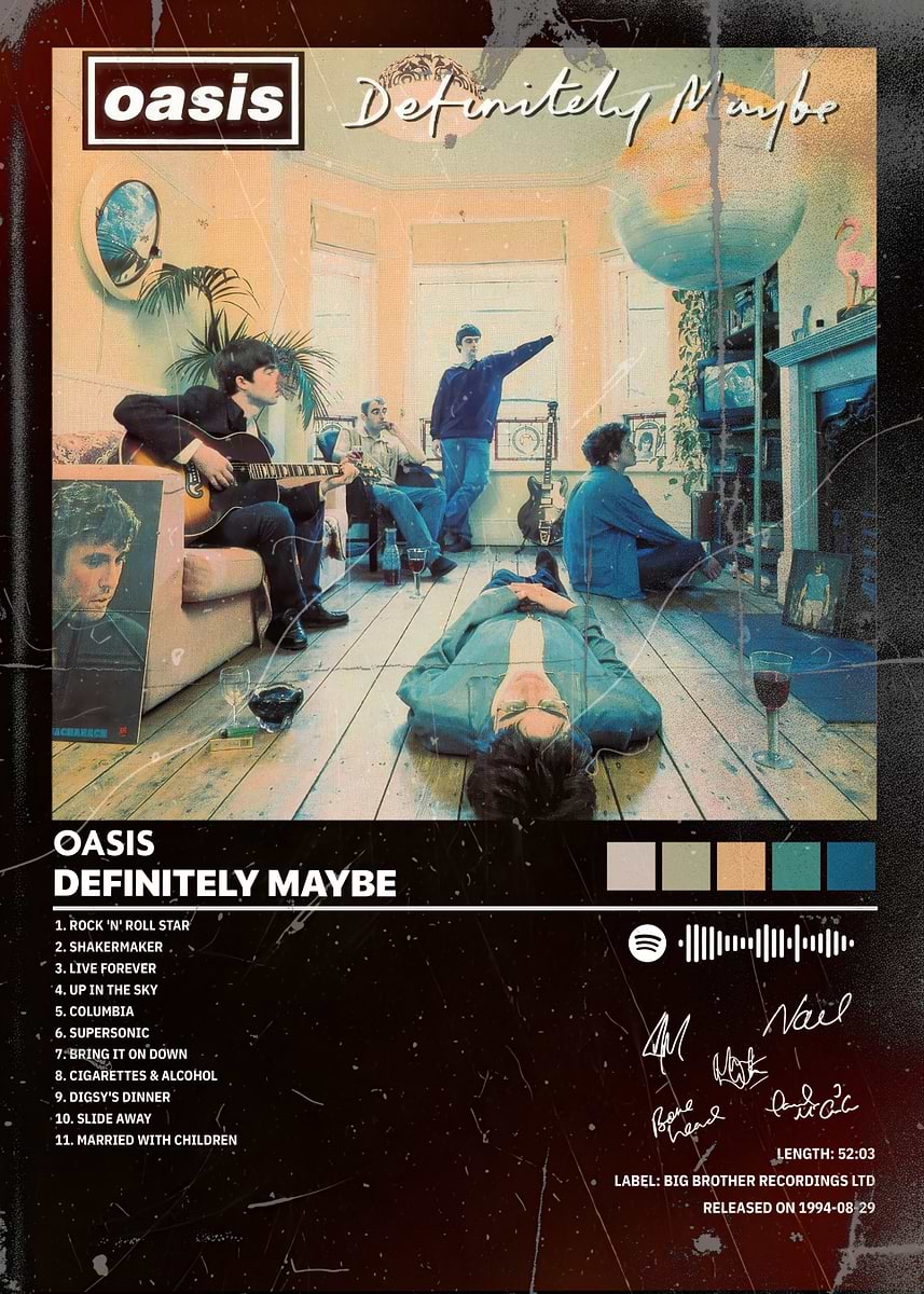 Oasis - Definitely Maybe Album Cover' Poster, picture, metal print