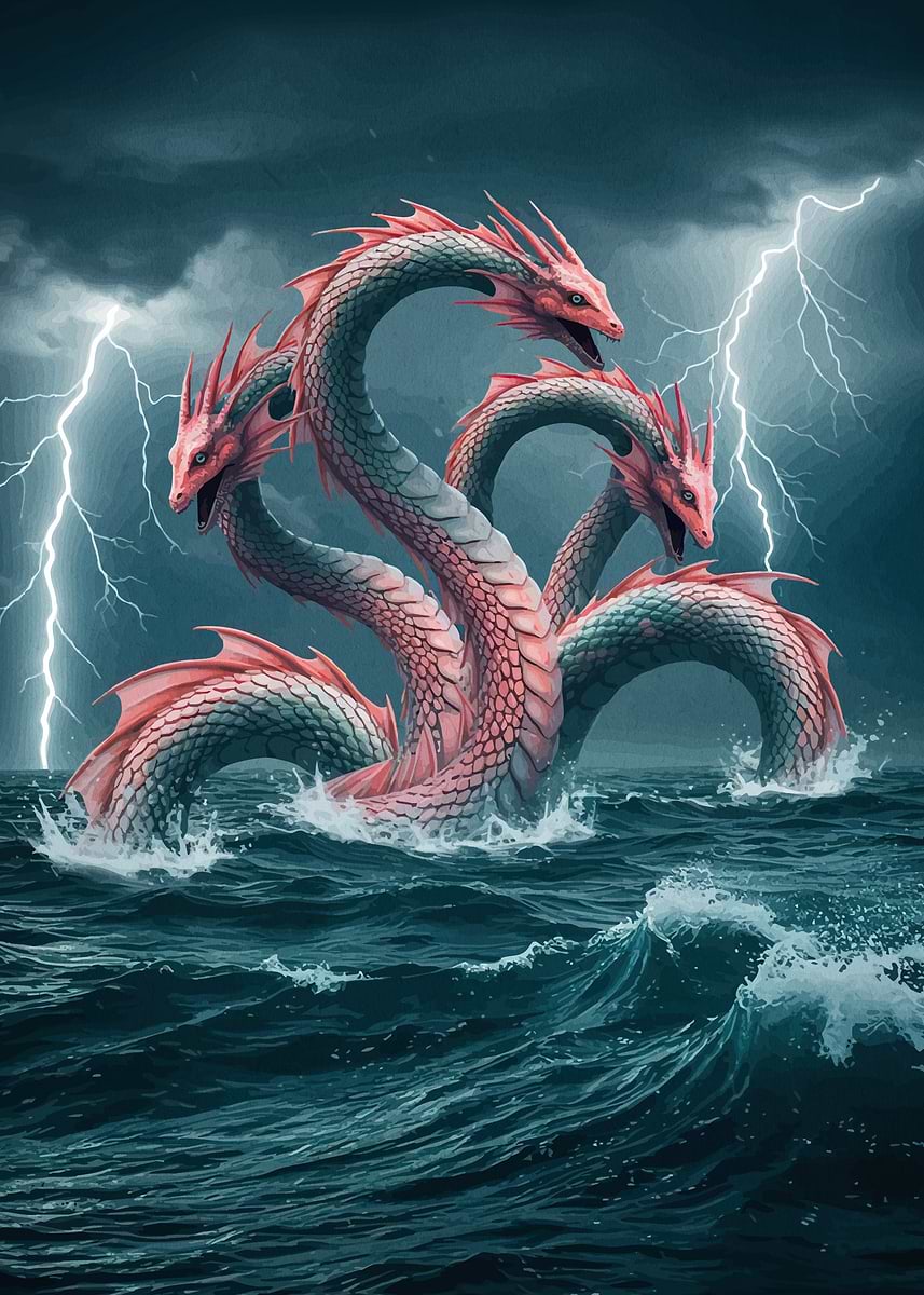 'Hydra Rising from Stormy Seas' Poster, picture, metal print, paint by ...