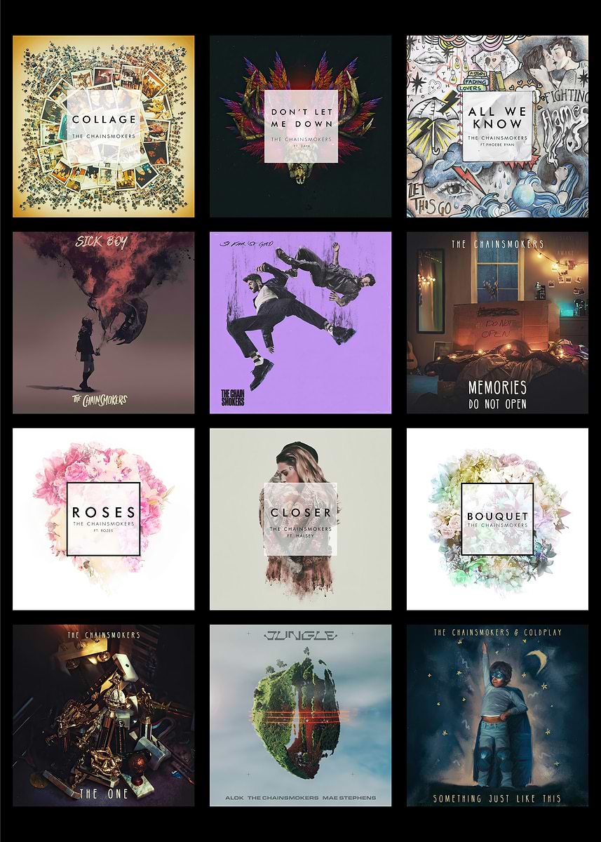 The Chainsmokers Collage Album' Poster, picture, metal print