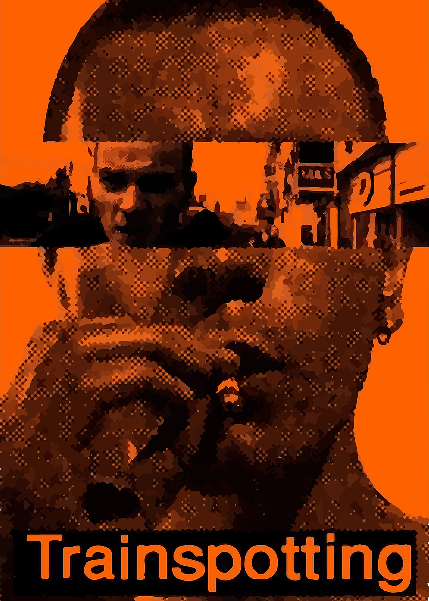 Trainspotting Movie Poster Orange' Poster, picture, metal print