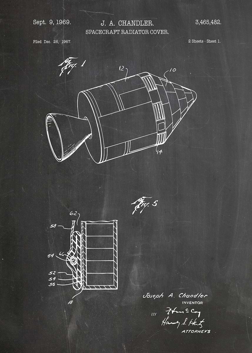 'Spacecraft Radiator Cover Patent Blueprint' Poster, picture, metal ...