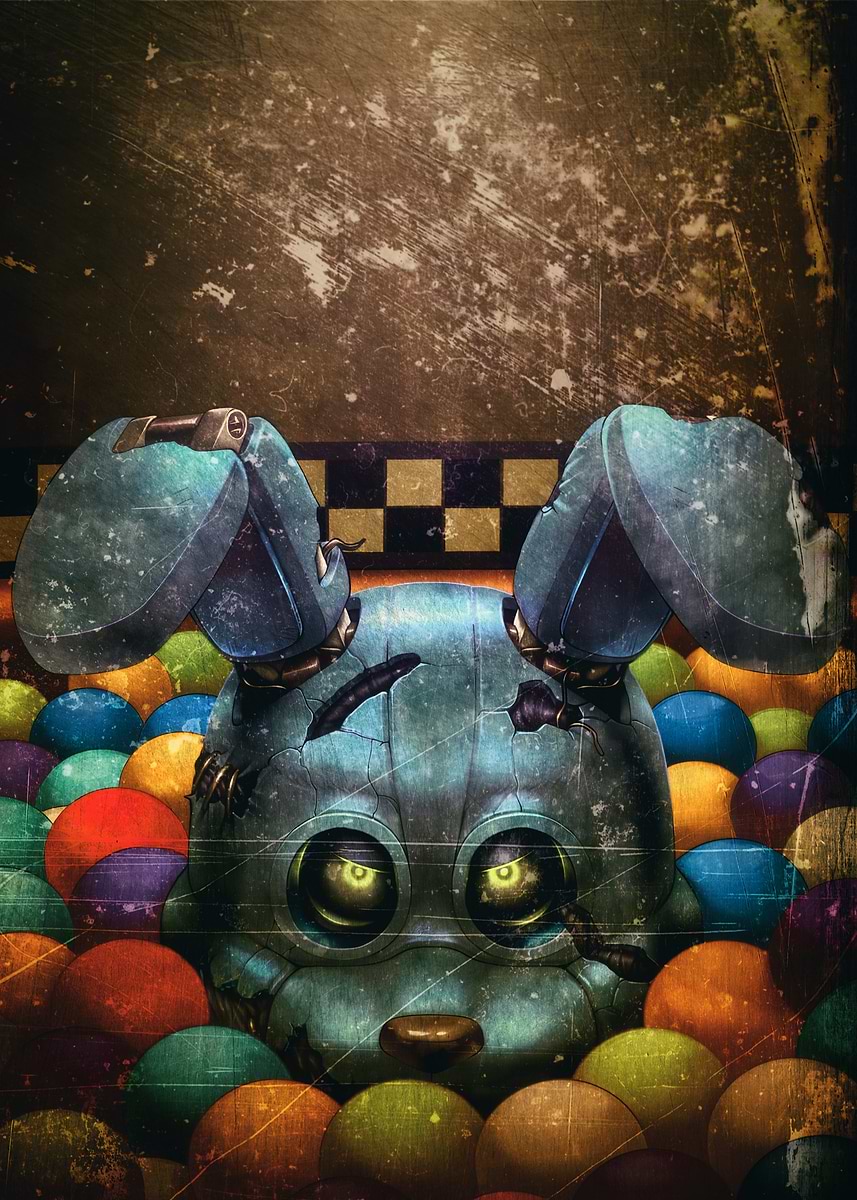Withered Bonnie in Ball Pit' Poster, picture, metal print, paint