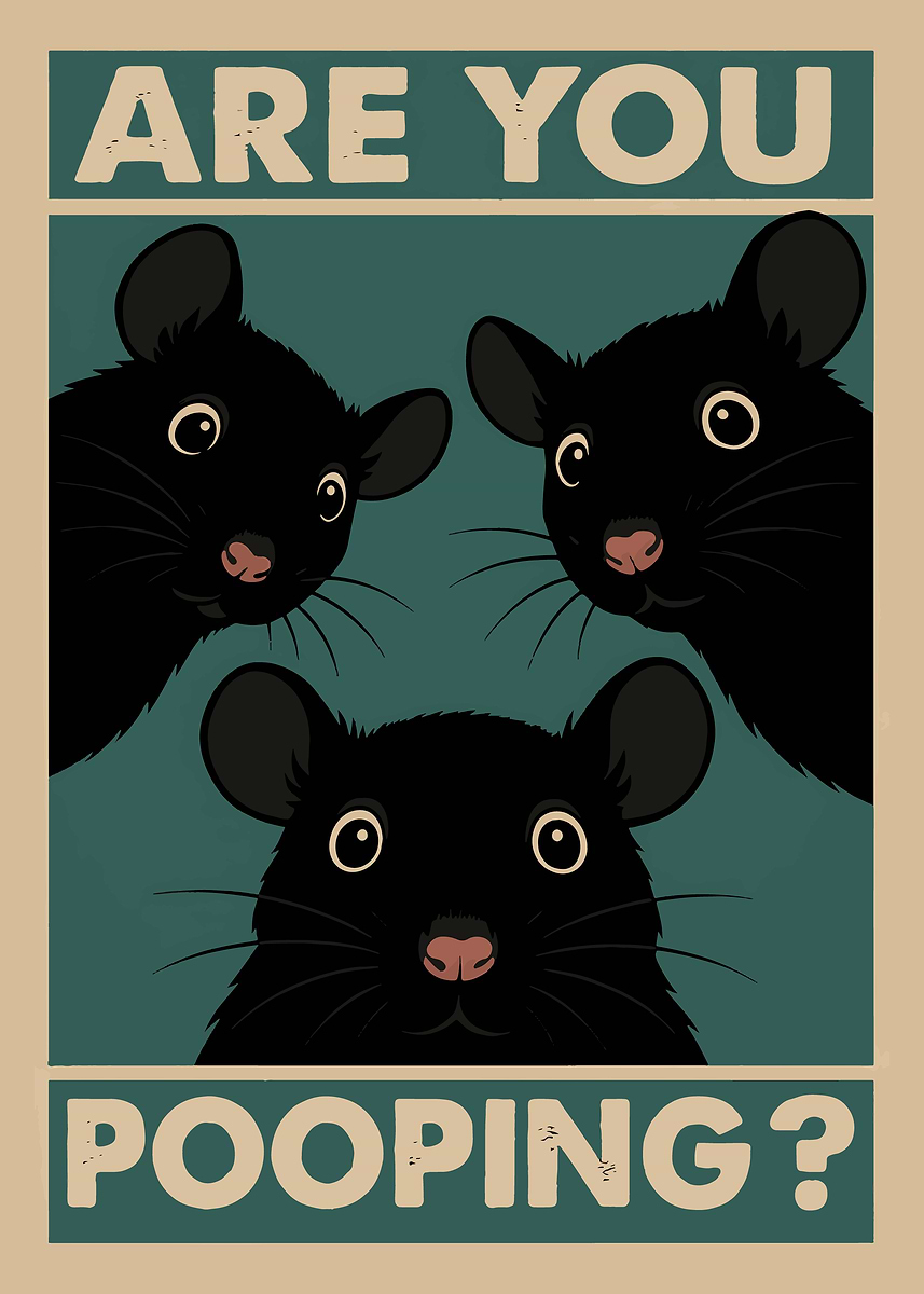 'Are You Pooping? Rats Poster' Poster, picture, metal print, paint by ...