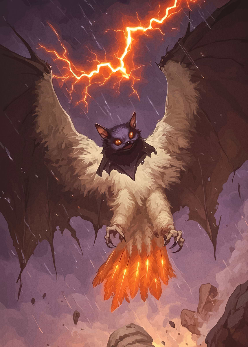 'Storm Bat Fantasy Creature' Poster, picture, metal print, paint by ...