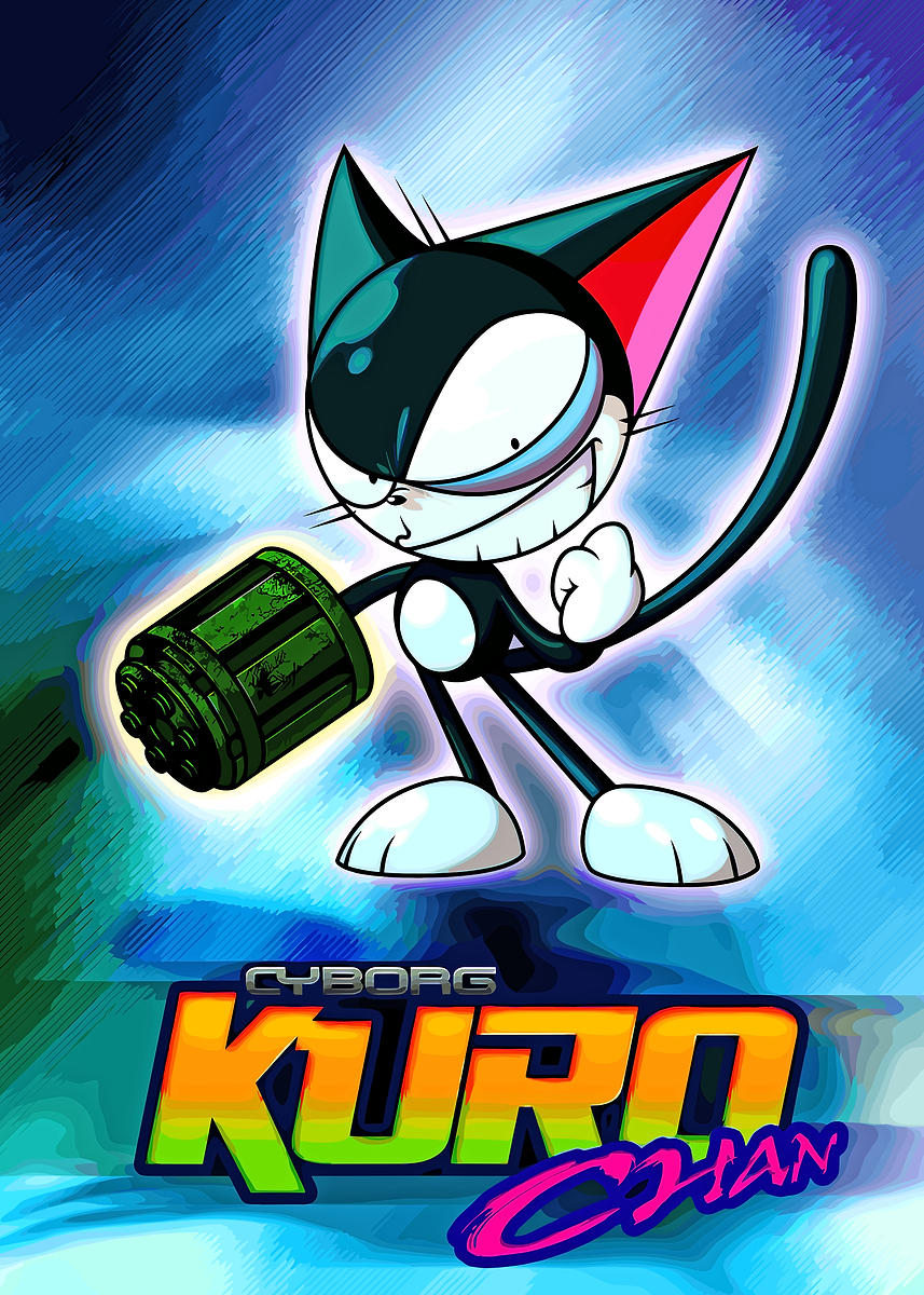 chan☆。.:＊・゜ Cyborg Kuro-Chan Cartoon Character' Poster, picture, metal print