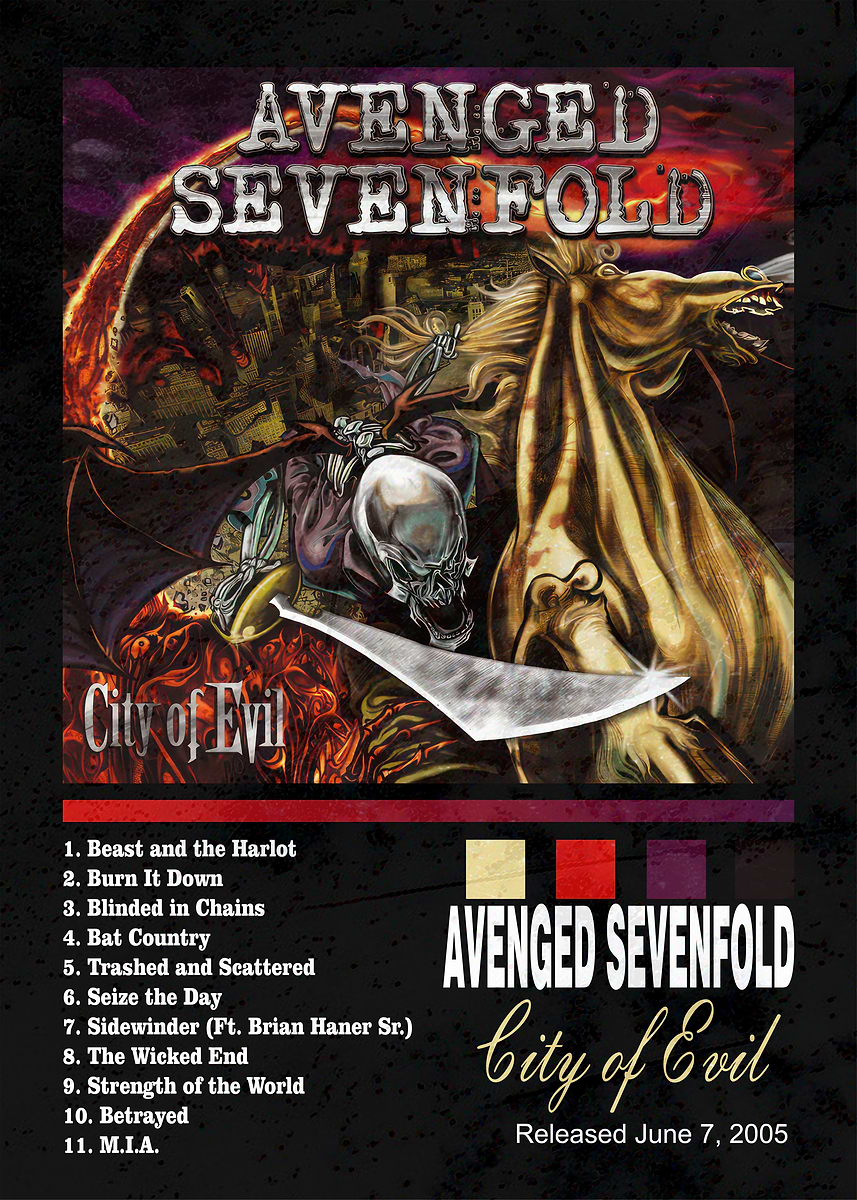 Avenged Sevenfold - City of Evil Album' Poster, picture, metal