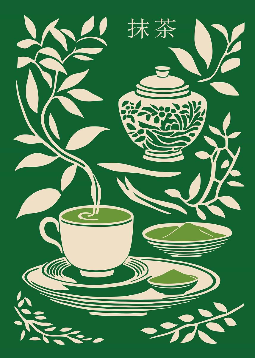 Mike Tea 'Matcha Tea Illustration' Poster, picture, metal print, paint by ...