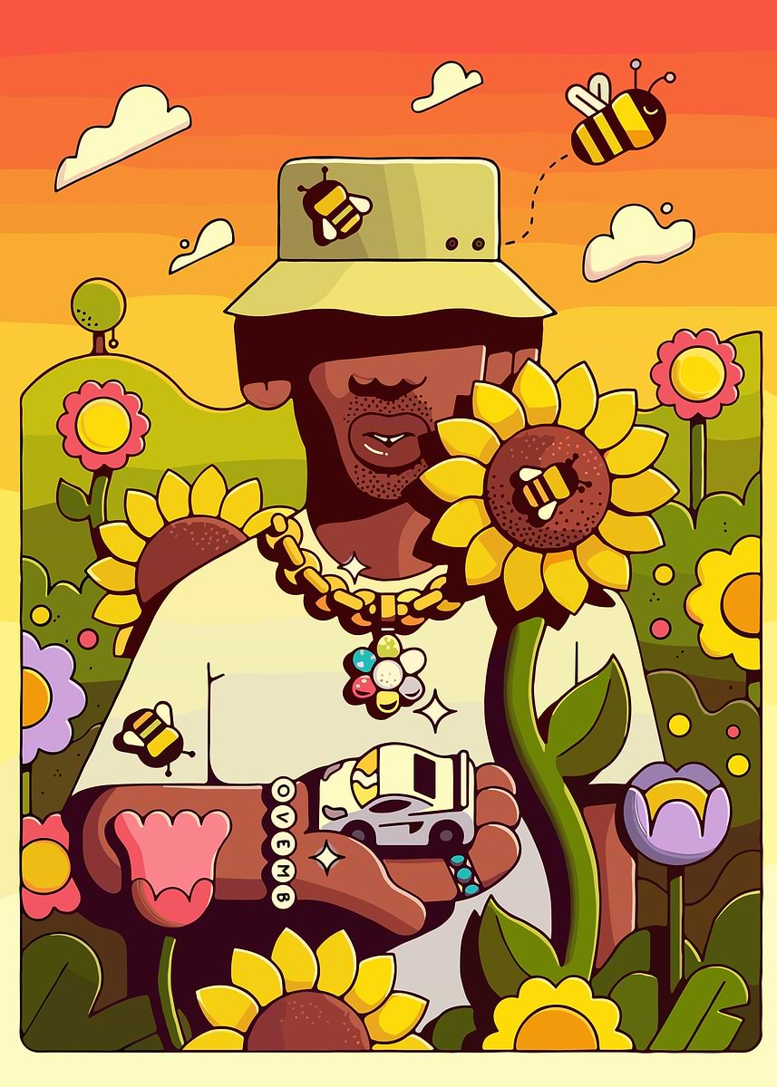 Color Tyler Cartoon 'Tyler, the Creator Cartoon Illustration' Poster, picture, metal print ...