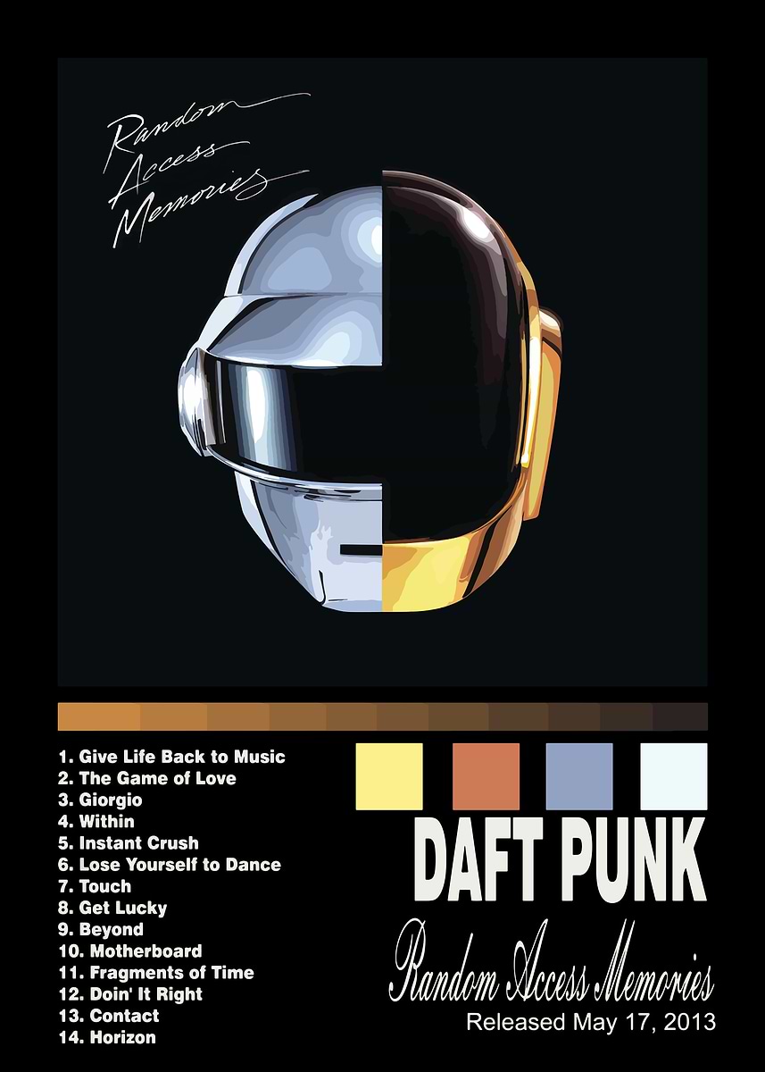 Daft Punk Random Access Memories Poster' Poster, picture, metal