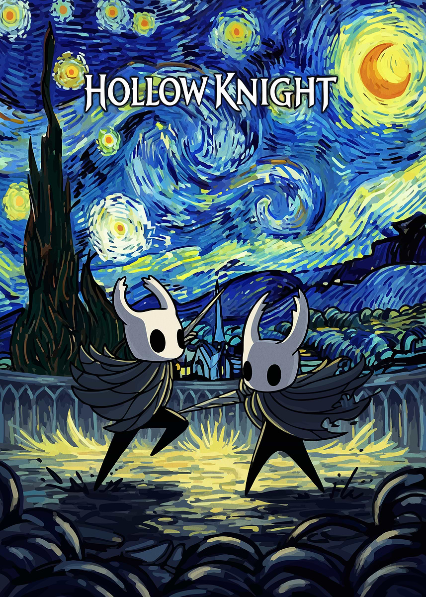 'Hollow Knight Starry Night' Poster, picture, metal print, paint by
