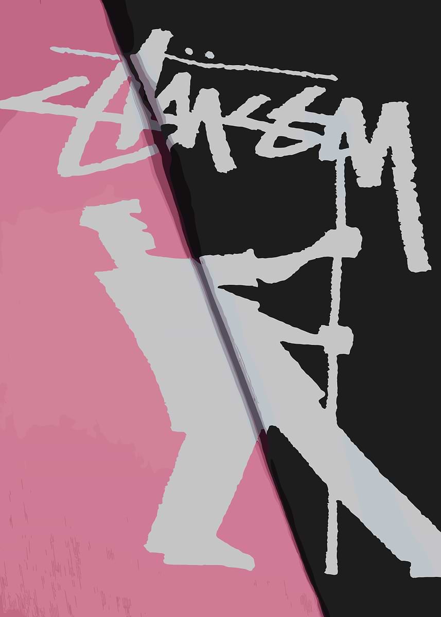 Stussy Logo Pink and Black' Poster, picture, metal print, paint by