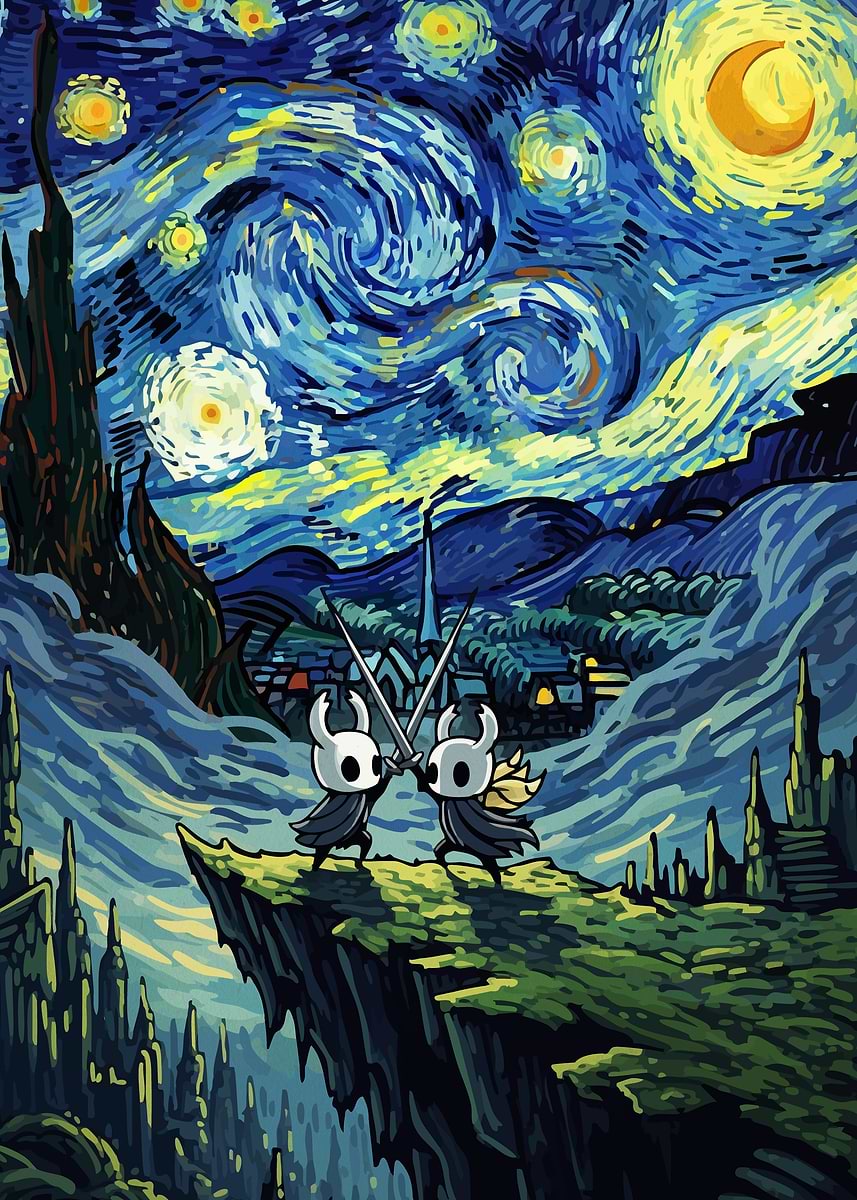 'Hollow Knight Starry Night' Poster, picture, metal print, paint by