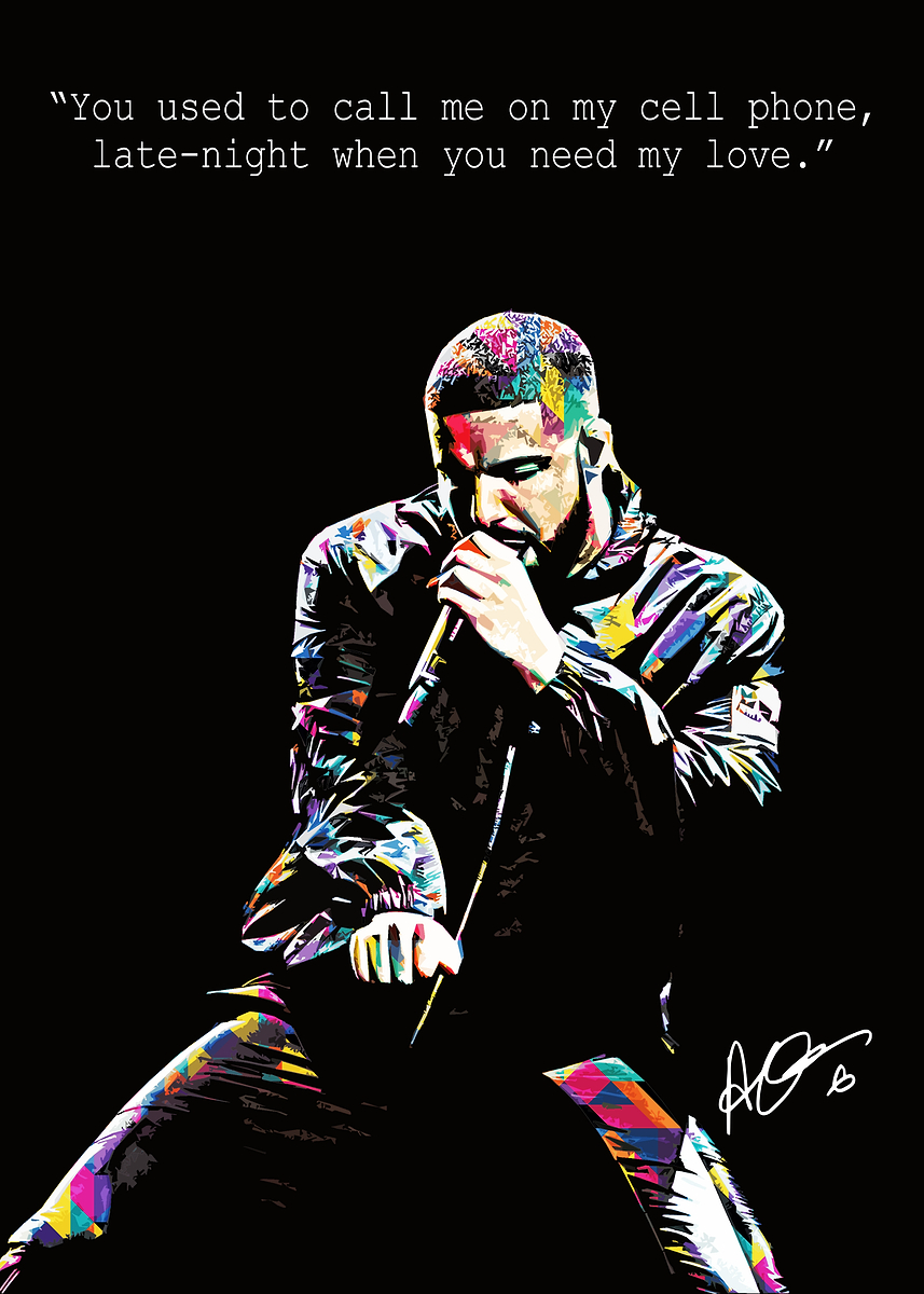 Popstyle Drake Colorful 'Drake Colorful Pop Art Portrait' Poster, picture, metal print, paint ...