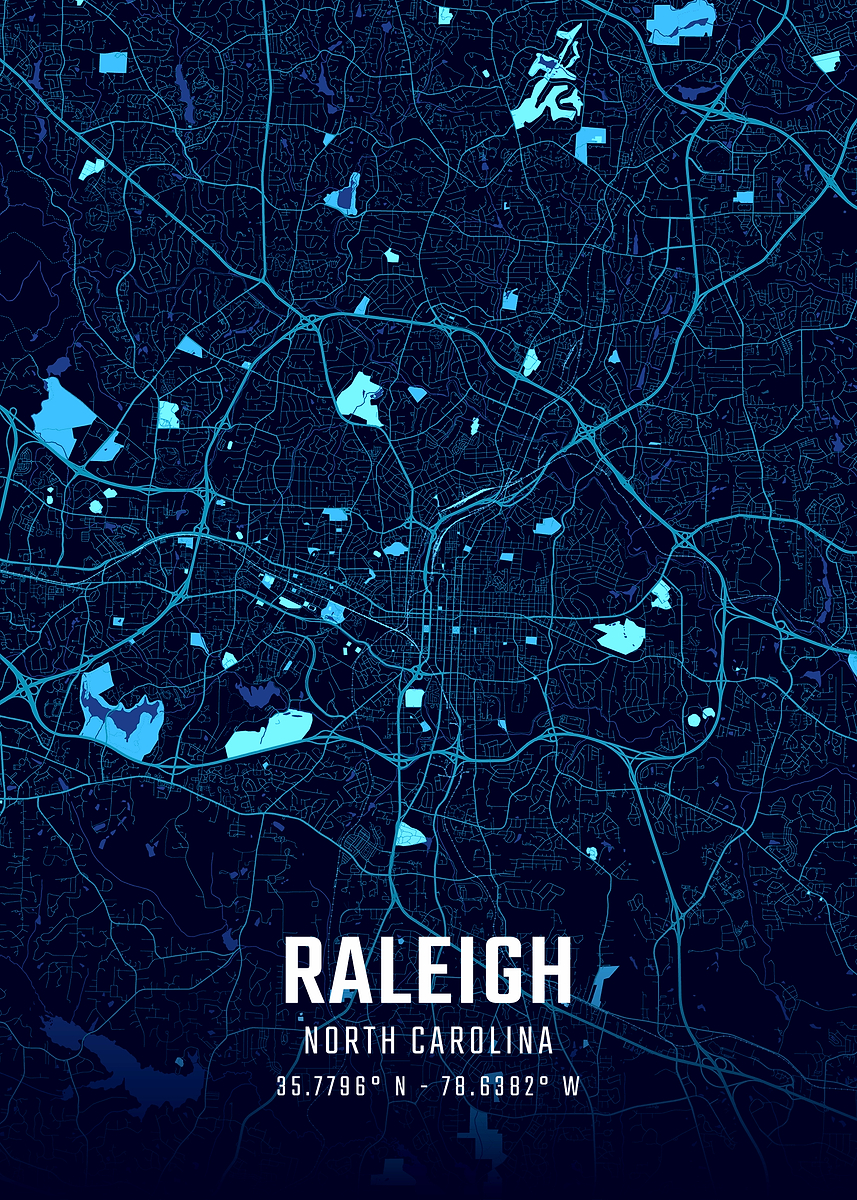 First Night Raleigh Event Map 'Raleigh Midnight City Map' Poster, picture, metal print, paint by ...