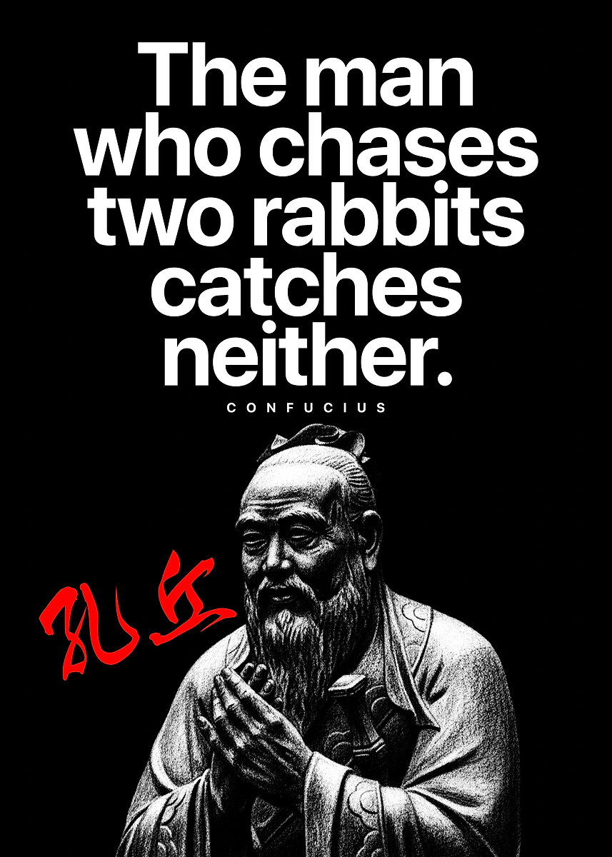 'Confucius Quote Poster – “Chase Two Rabbits” Wisdom Wall Art' Poster ...