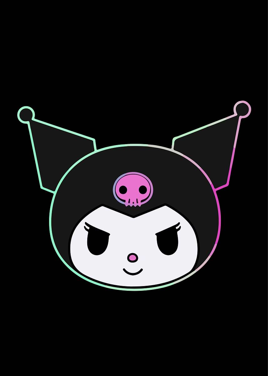 Kuromi face with neon outline' Poster, picture, metal print, paint