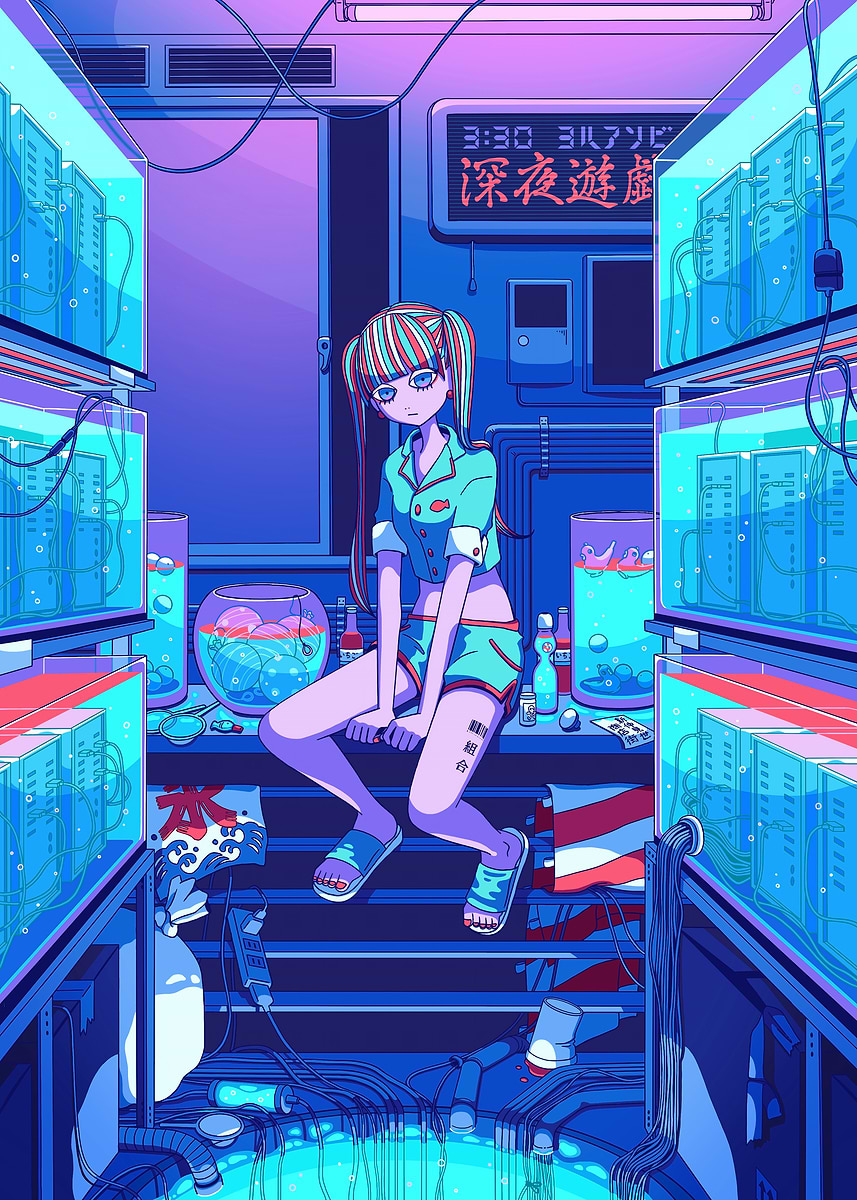 anime-girl-in-cyberpunk-room-poster-picture-metal-print-paint-by