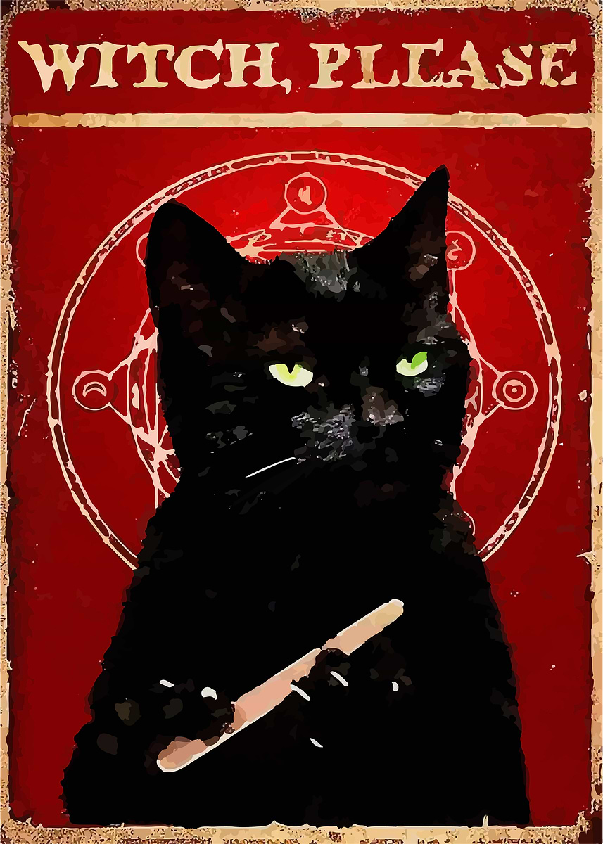 Witch, Please - Black Cat Poster' Poster, picture, metal print