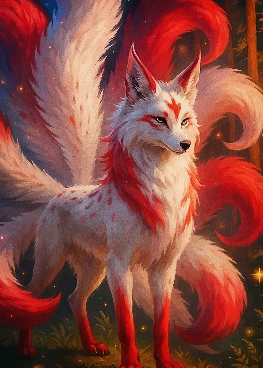 Nine-tailed Fox Forest' Poster, picture, metal print, paint by