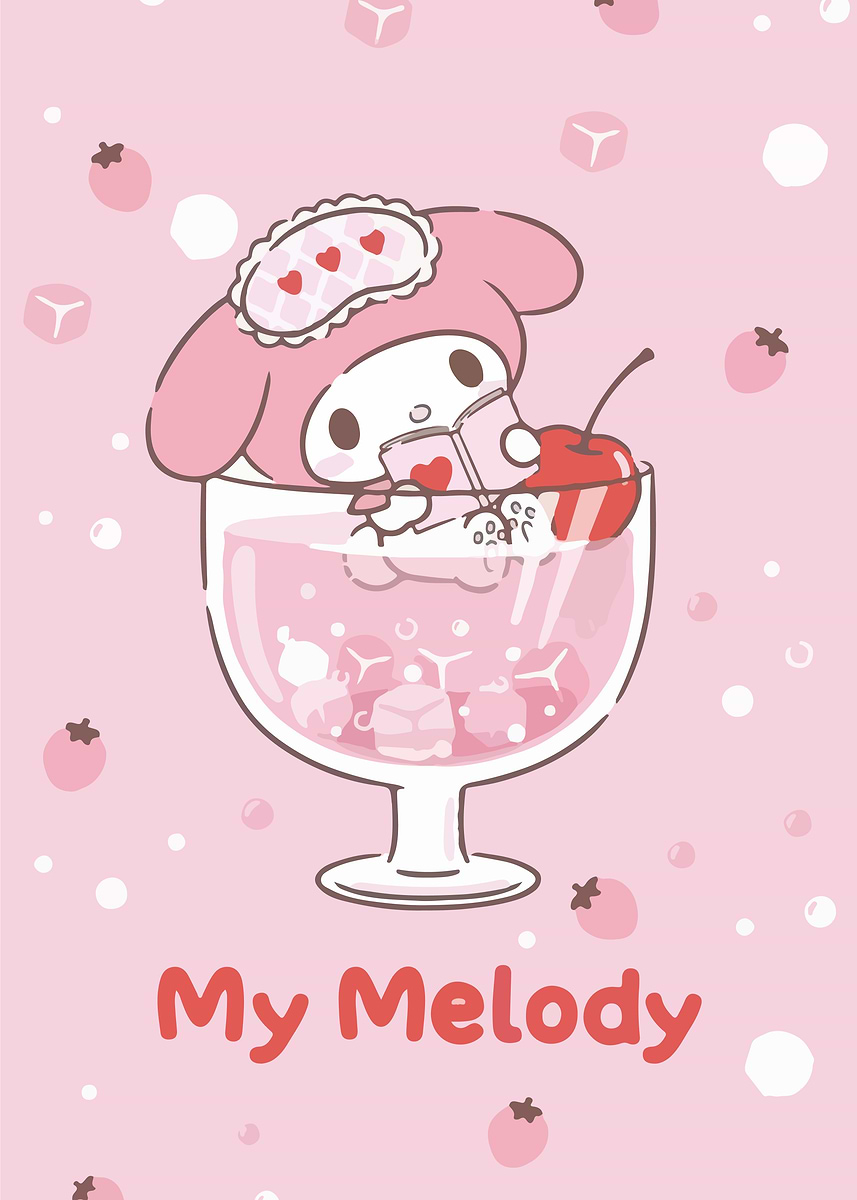  My Melody In A Drink Poster Picture Metal Print Paint By Sanrio 