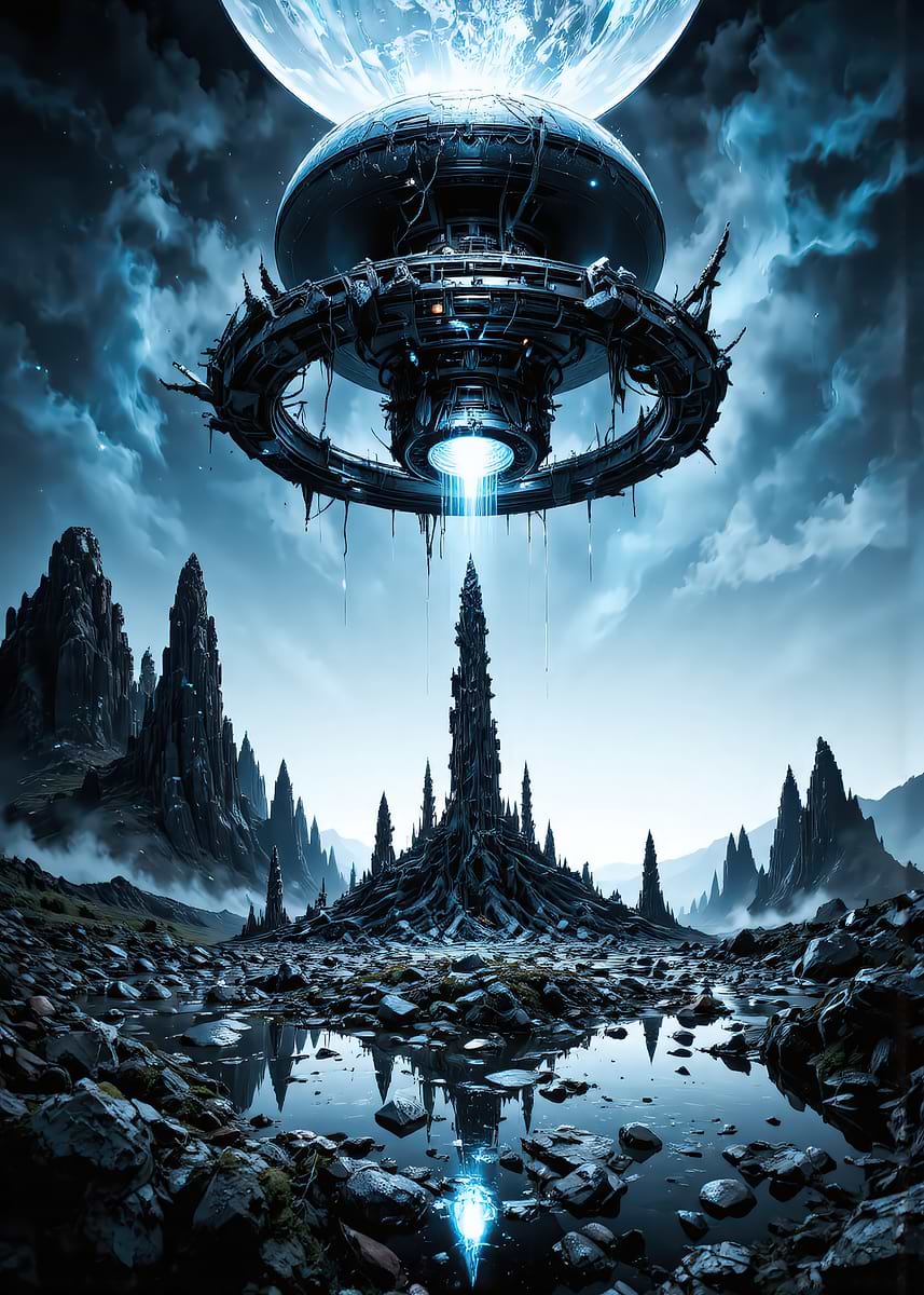 'Alien Landing: Futuristic Landscape' Poster, picture, metal print ...