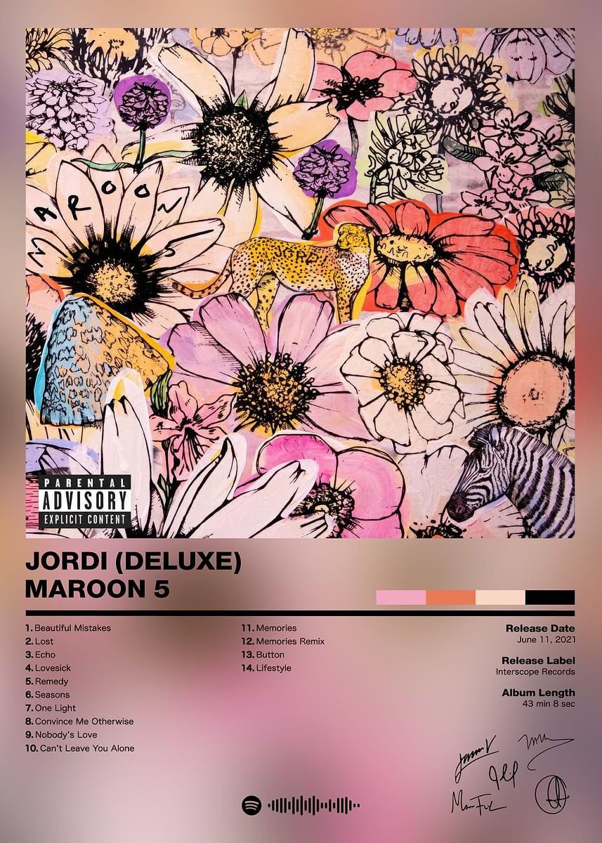 Maroon 5 - JORDI' Poster, picture, metal print, paint by LOCKET