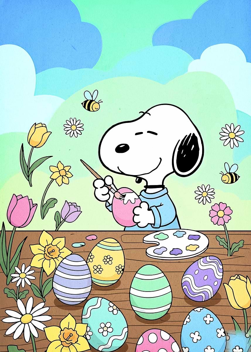 Snoopy Easter Egg Painting' Poster, picture, metal print, paint by