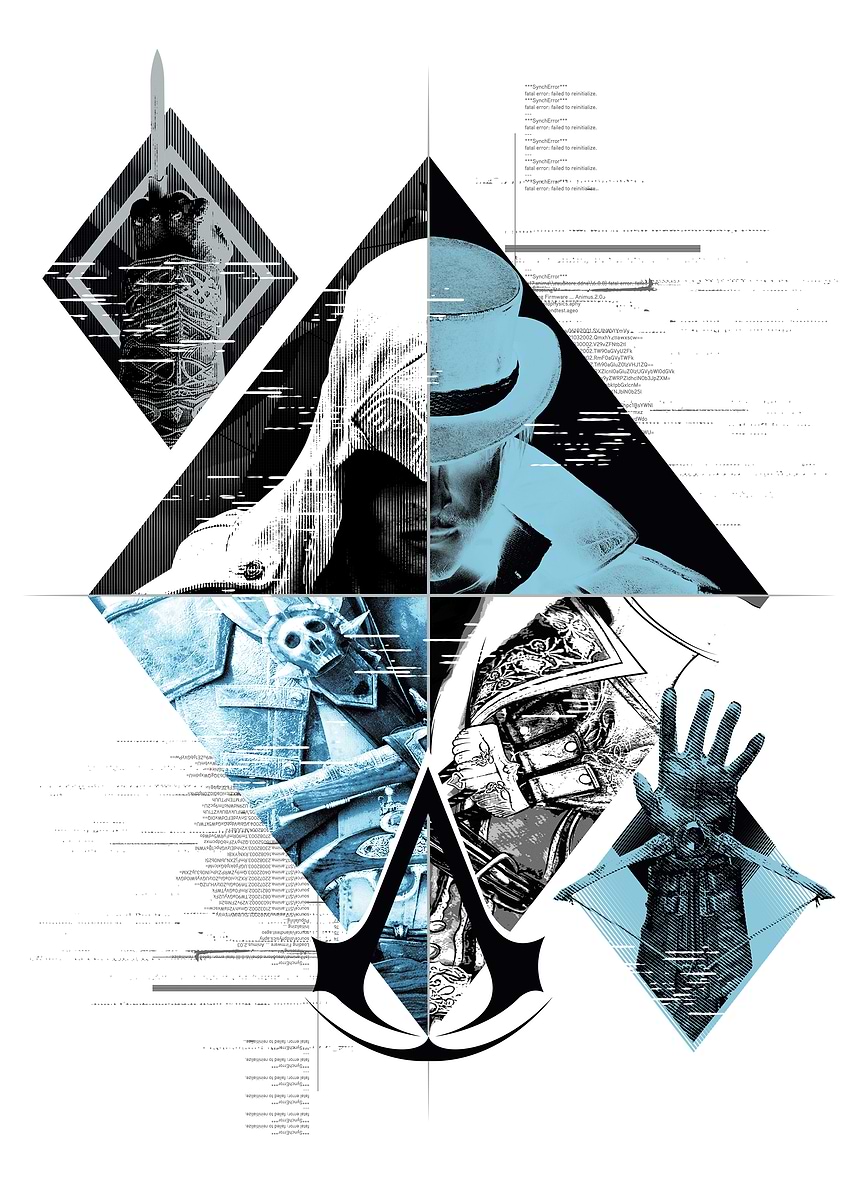 Assassin's Creed: Animus Glitch Mosaic' Poster, picture, metal