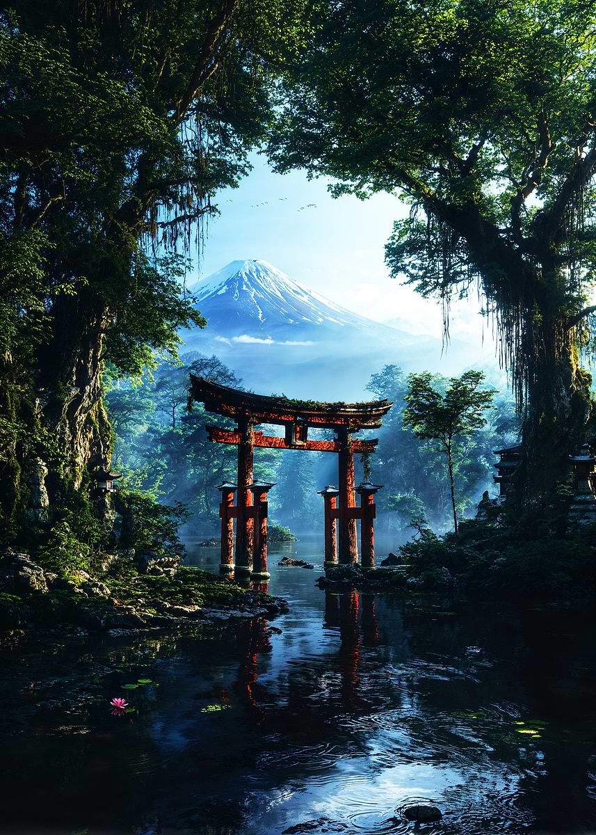 The Sacred Waters of Fuji — from the Soul Of Japan collection, a Pixaverse metal print
