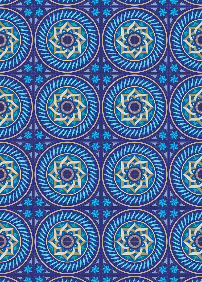'Blue Floral Pattern' Poster, picture, metal print, paint by artbacha ...