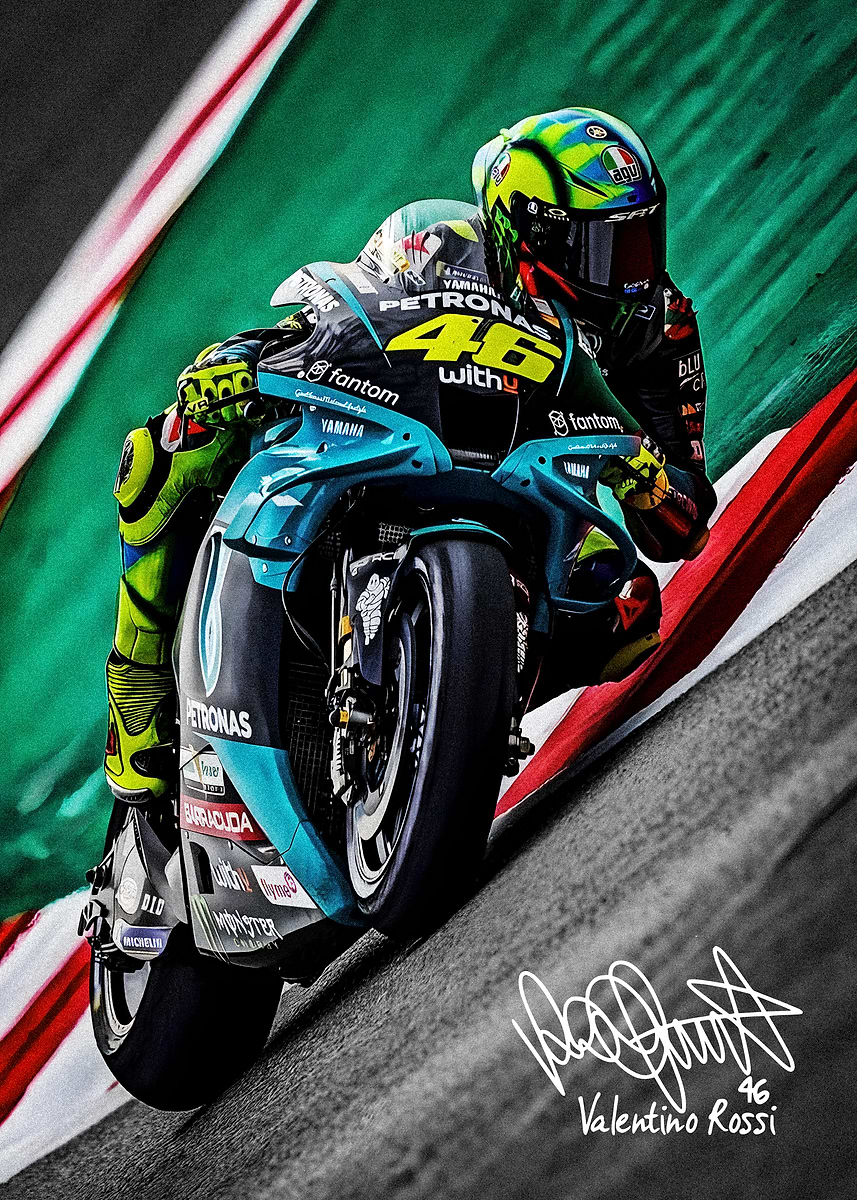 Valentino Rossi on Motorcycle' Poster, picture, metal print, paint
