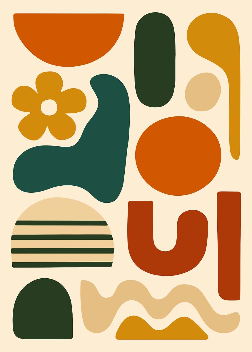 'Abstract Shapes in Earthy Tones' Poster, picture, metal print, paint ...