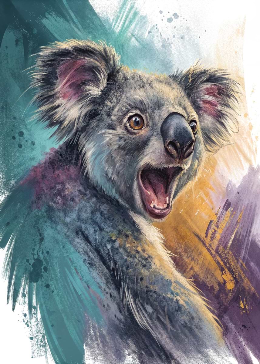 Surprised Koala Digital Painting' Poster, picture, metal print Surprised Koala Digital Painting' Poster, picture, metal print