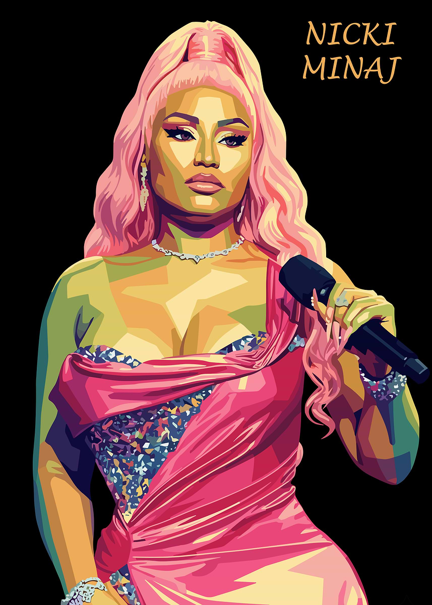 Nicki Minaj Pop Art Portrait Poster, Picture & Metal Print