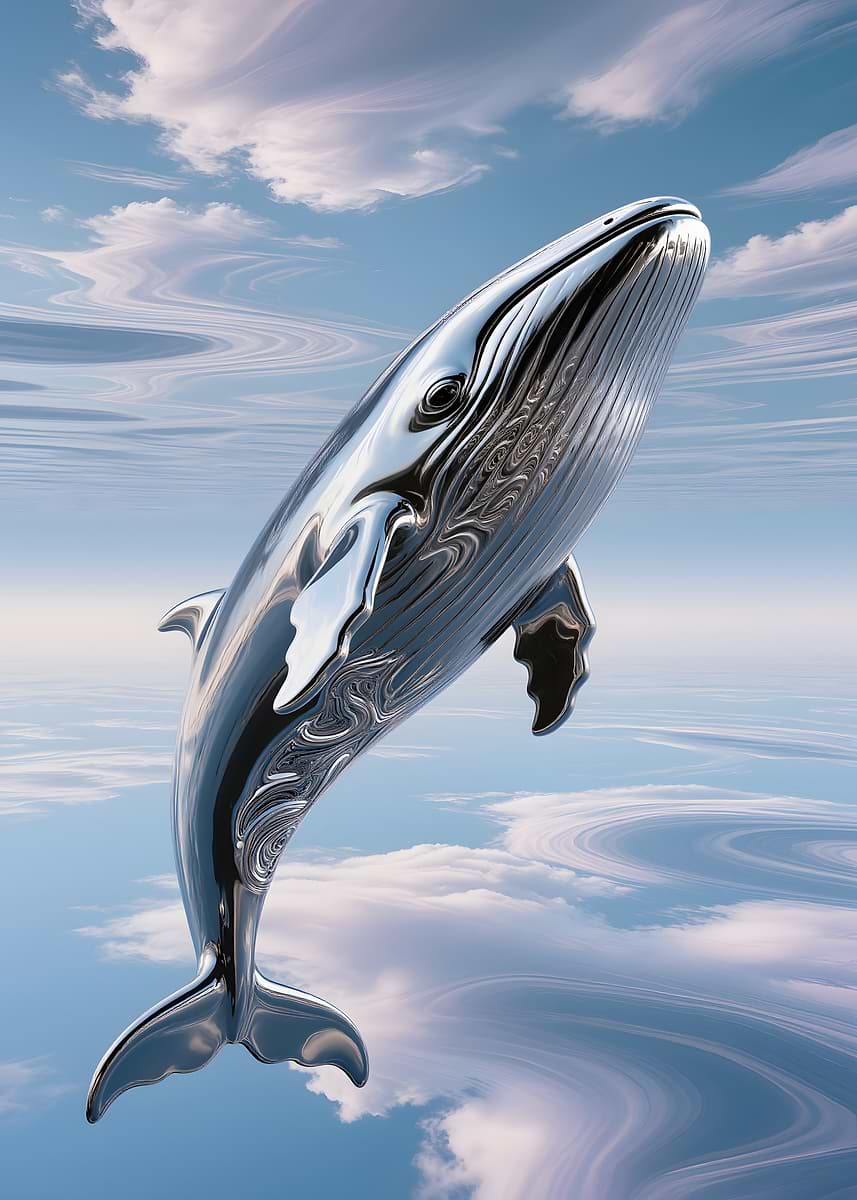 'Chrome Whale in the Sky' Poster, picture, metal print, paint by ROROKA ...