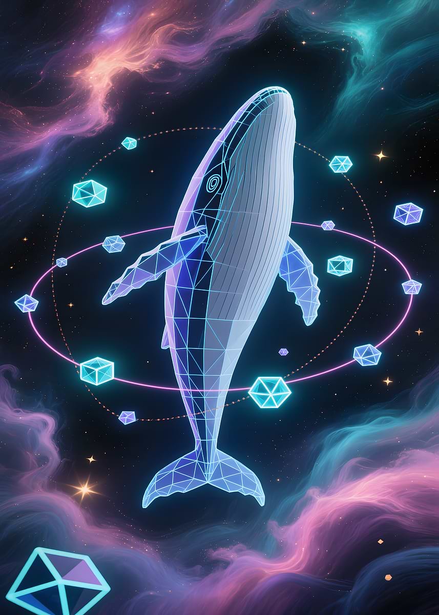 'Digital Whale in Nebula' Poster, picture, metal print, paint by MIMI ...