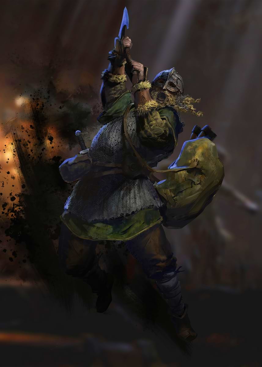 'Viking Warrior with Axe in Battle' Poster, picture, metal print, paint ...