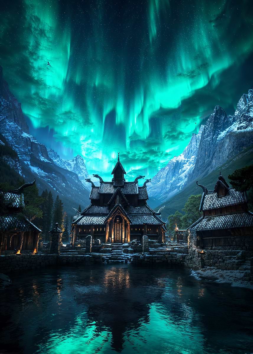 Last Sanctuary of the Boreal Flame — from the Forgotten Fantasy Realms collection, a Pixaverse metal print