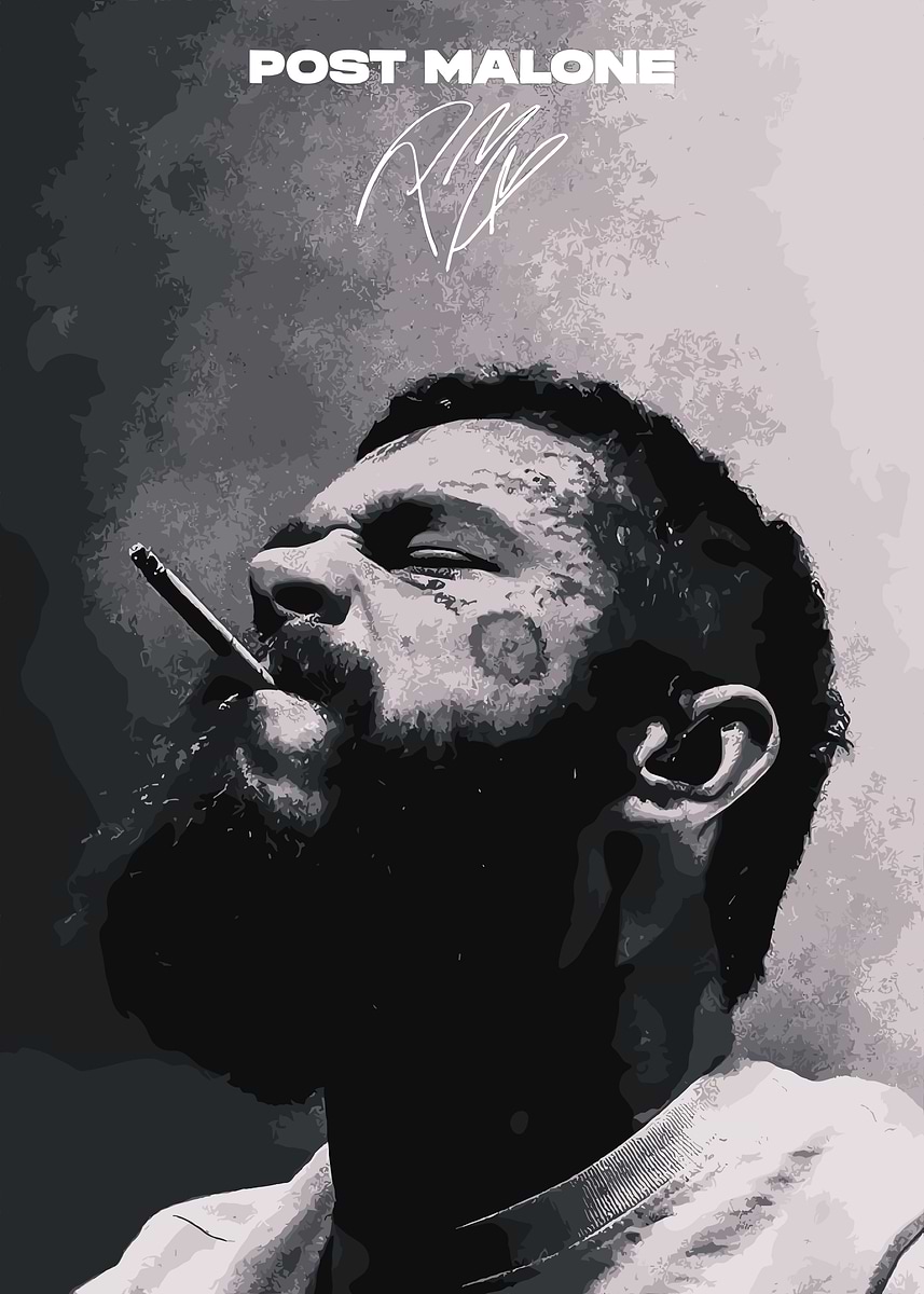 post malone quit smoking cigarettes 'Post Malone Smoking Portrait' Poster, picture, metal print, paint by  Astwigat817181