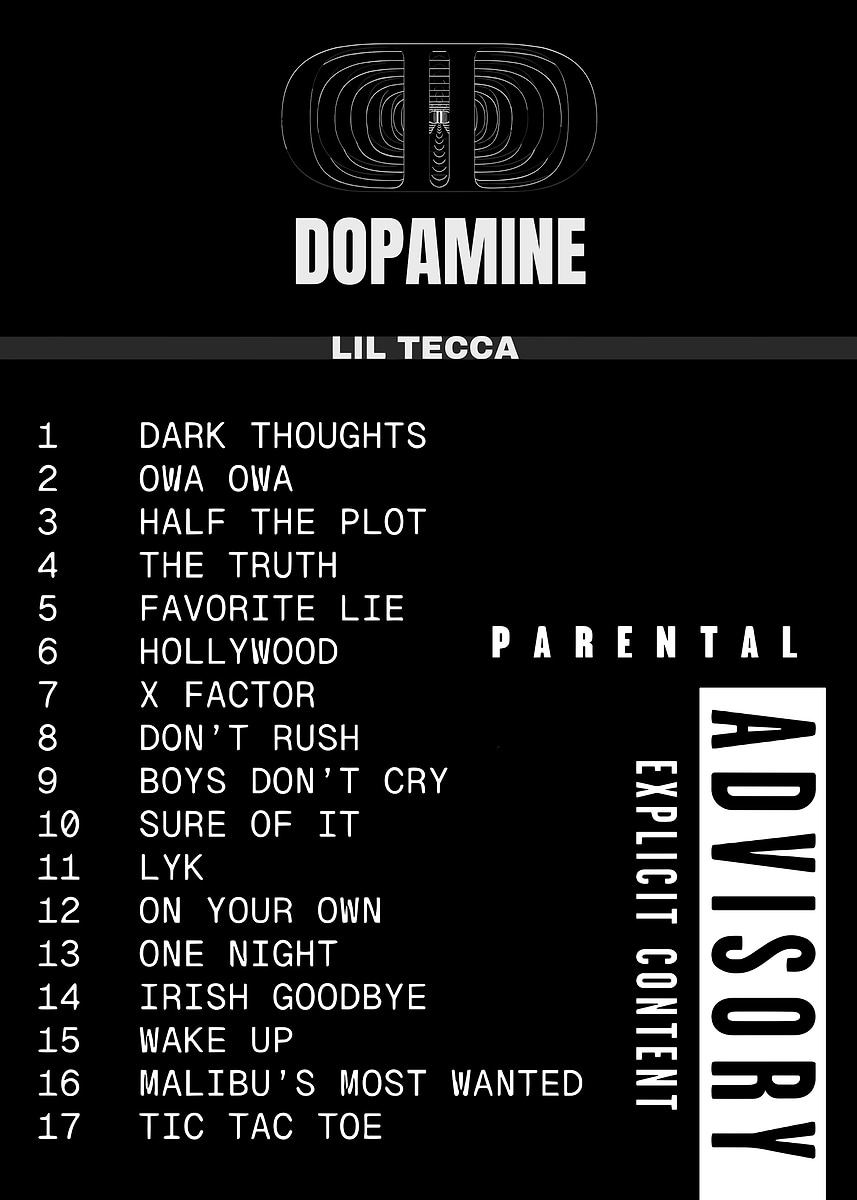 Lil Tecca - Dopamine Album Cover' Poster, picture, metal print