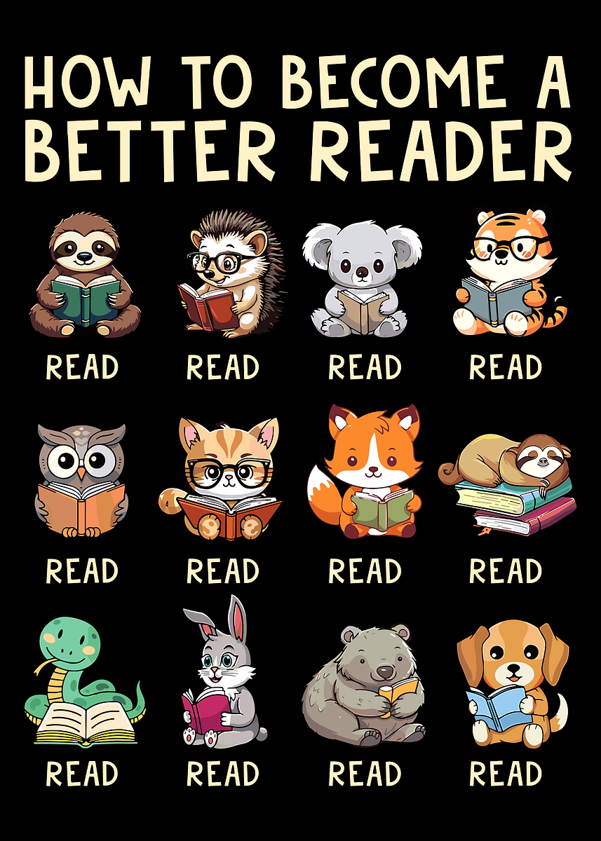 'How To Become A Better Reader Animals Reading Teacher poster' Poster ...