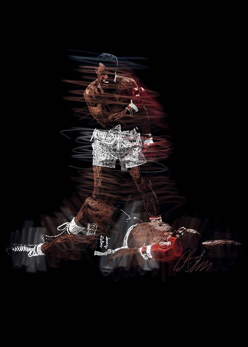 Abstract Boxer in Action' Poster, picture, metal print, paint by