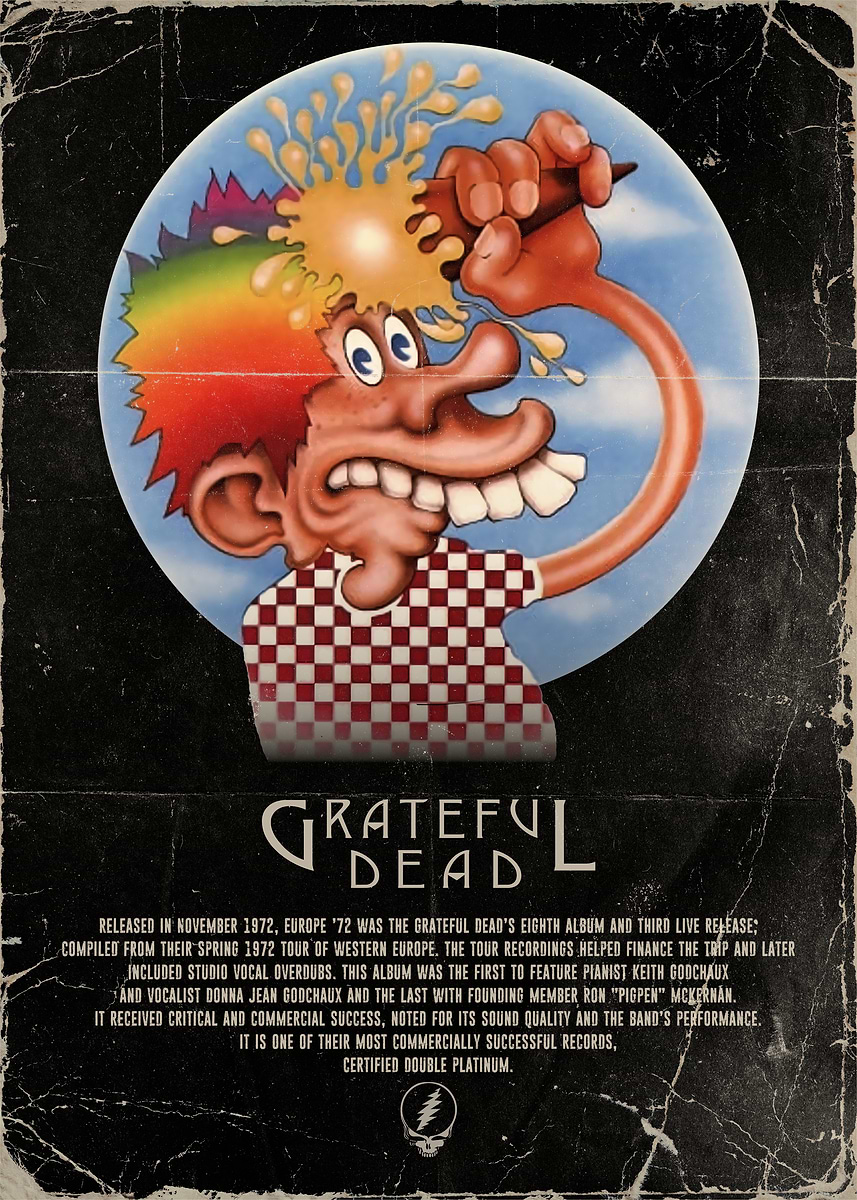 Grateful Dead Europe '72' Poster, picture, metal print, paint by
