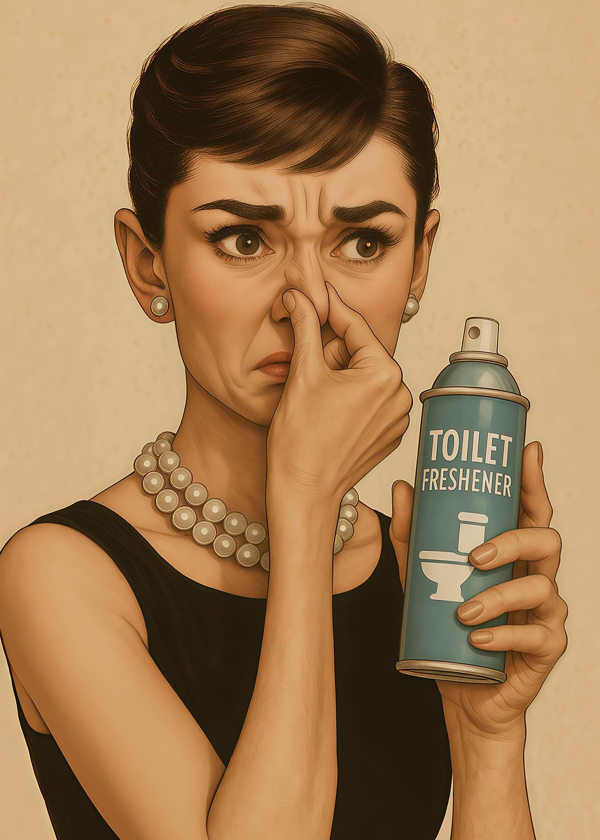 'Woman with Toilet Freshener in Bathroom Toilet' Poster, picture, metal ...