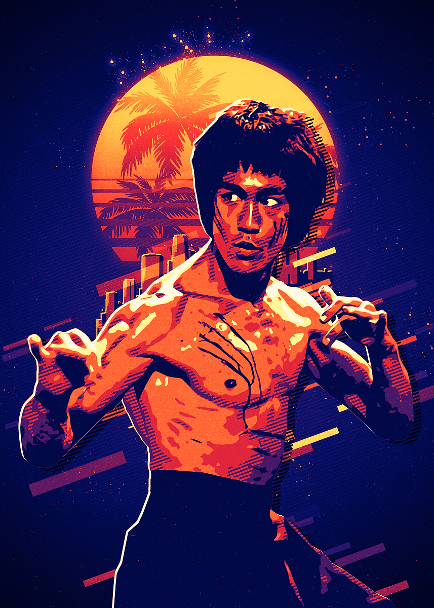 Bruce Lee Retro Art' Poster, picture, metal print, paint by Siksis